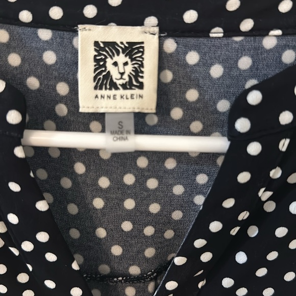 Anne Klein Women’s L Black/White Polka Dot Blouse - Picture 2 of 7
